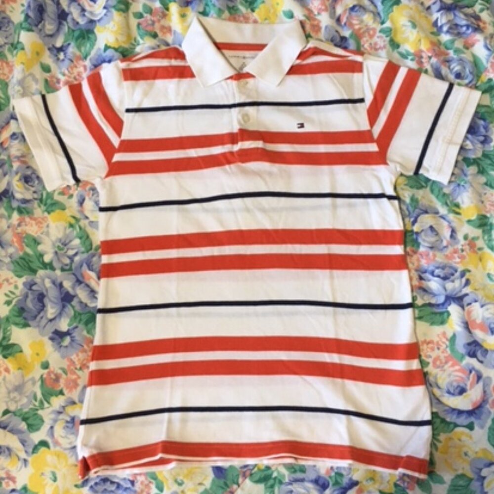 Boys Striped Polo Shirt Size 8